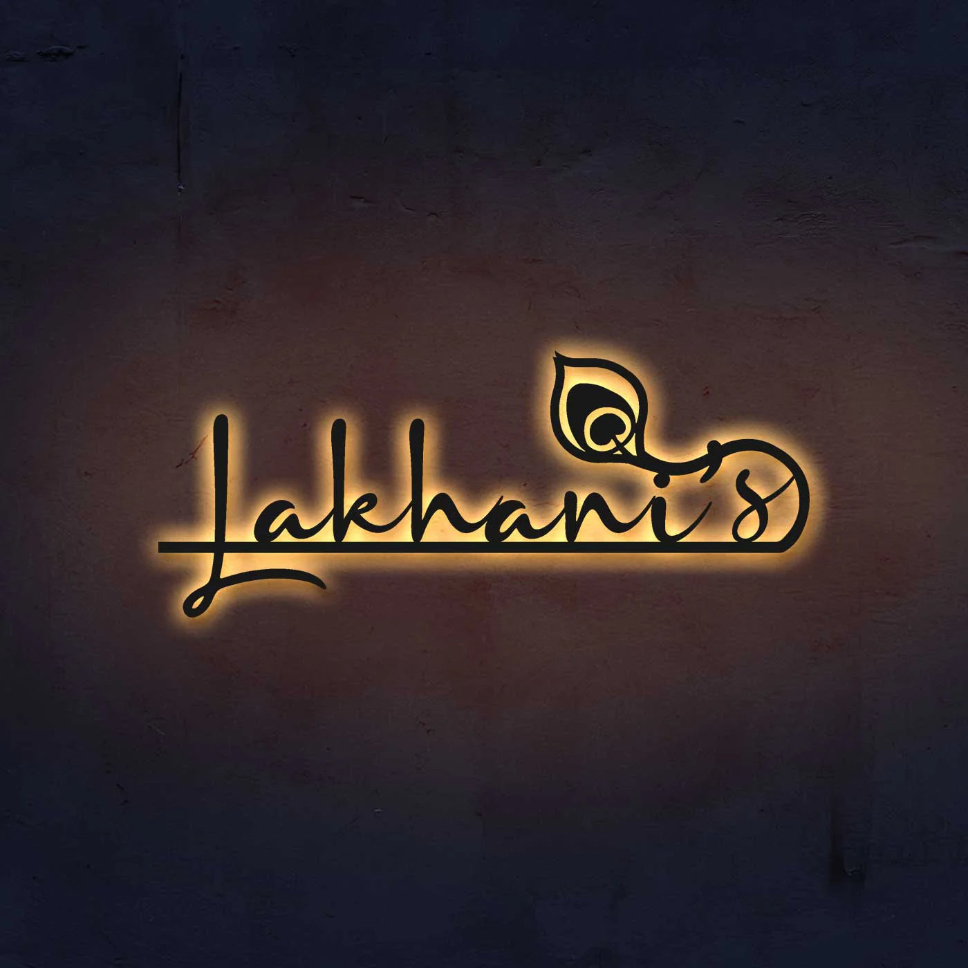 Personalized Laser Cut Feather Theme Metal Name Plate for Home - Harshita Craft