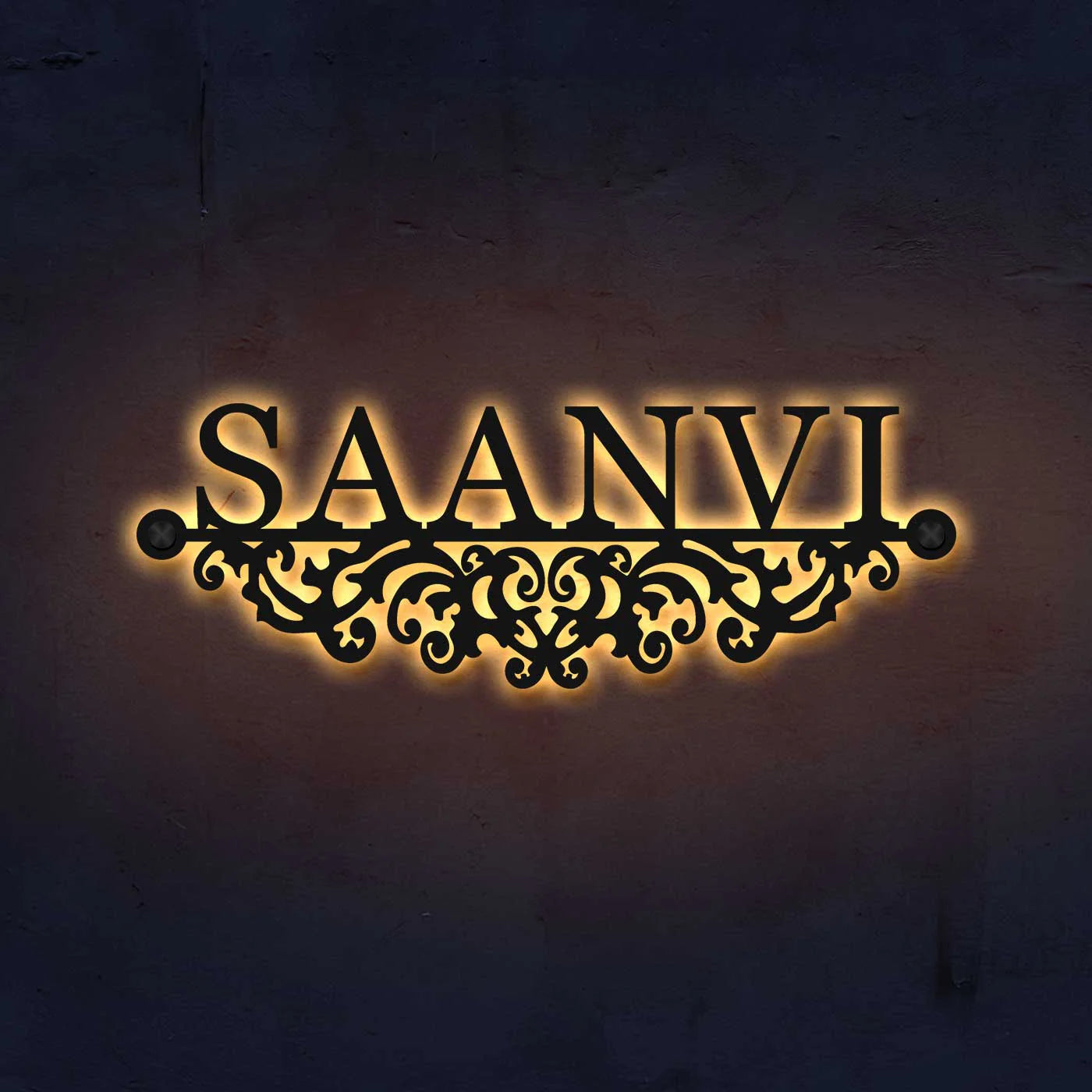 Personalized Laser Cut Minimalist Metal Name Plate for Home - Harshita Craft