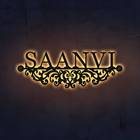 Personalized Laser Cut Minimalist Metal Name Plate for Home