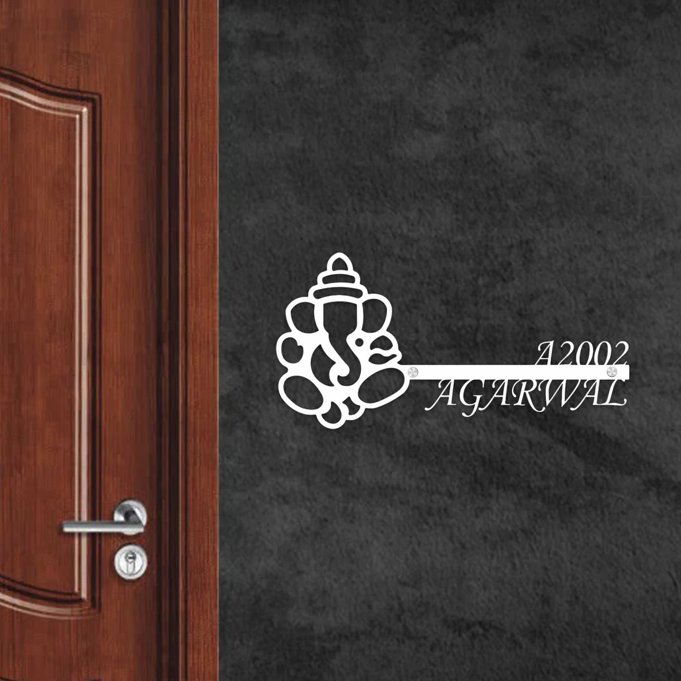 Personalized Metal Name Plate for Home – Laser Cut Religious Design (Outdoor & Indoor) - Harshita Craft