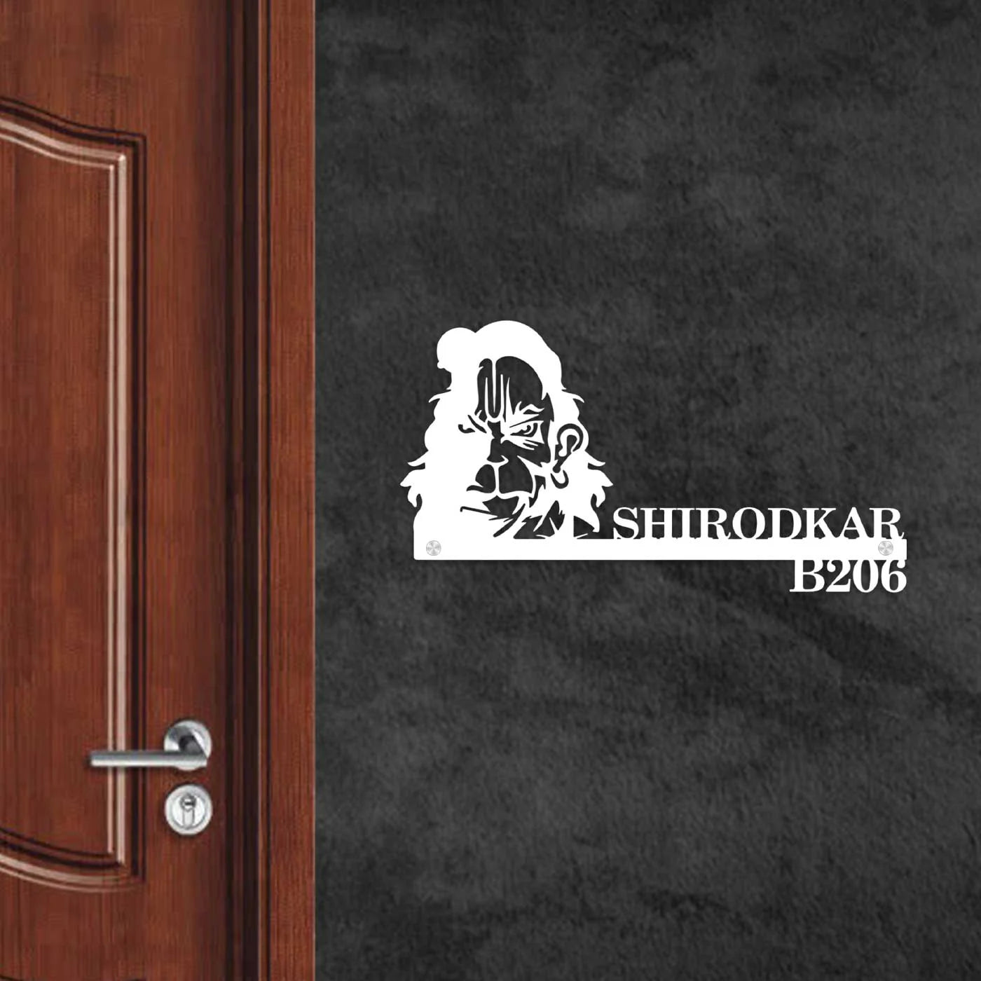 Personalized Hanuman Metal Name Plate for Home | Laser Cut Design - Harshita Craft