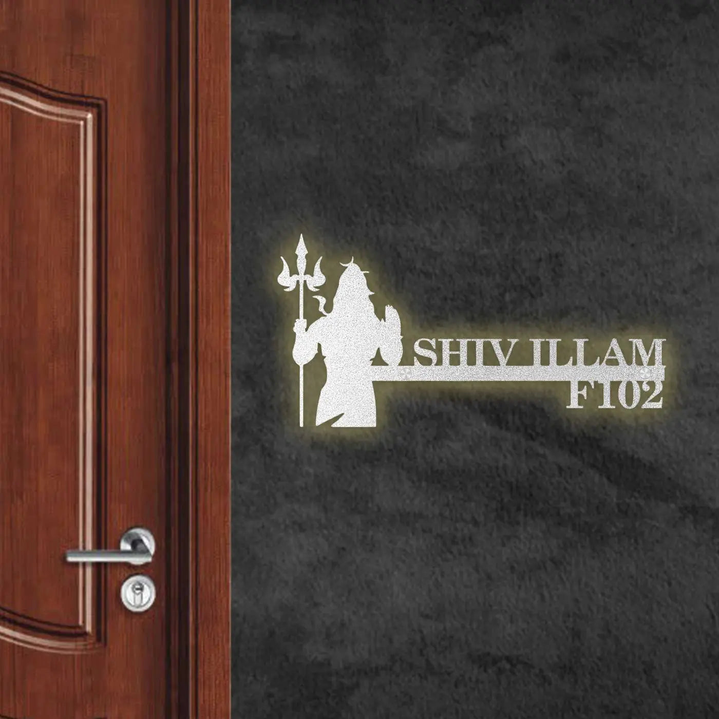 Personalized Metal Name Plate for Home – Religious Theme Laser Cut Design - Harshita Craft