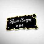 Wooden, White & Black ACP Acrylic Name Plate for Home | Custom Fancy Acrylic Name Plate Design - Harshita Craft