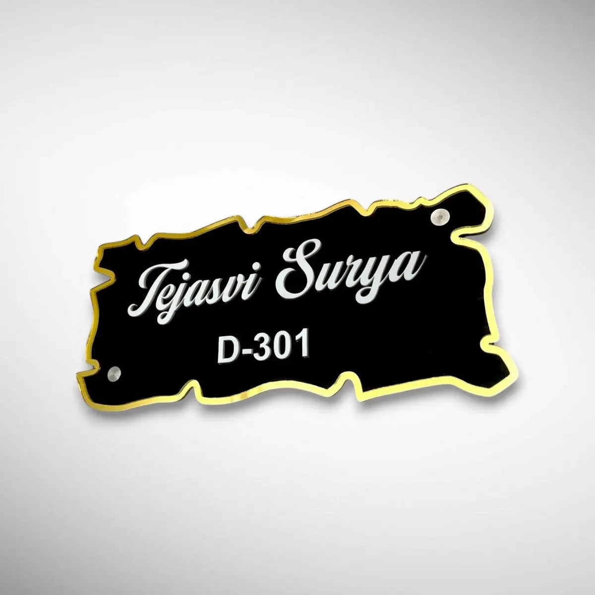 Wooden, White & Black ACP Acrylic Name Plate for Home | Custom Fancy Acrylic Name Plate Design - Harshita Craft
