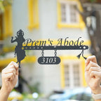 Personalized Krishna Metal Name Plate for Home | Weatherproof House Number Plate - Harshita Craft