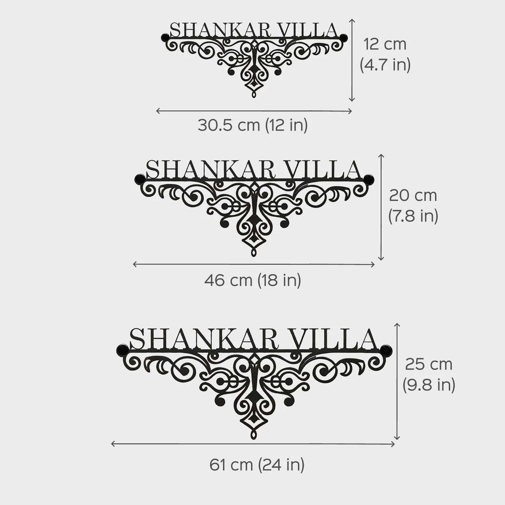 Personalized Metal Name Plate for Home – Weatherproof Mild Steel Name Plate for Villa & House Entrance - Harshita Craft
