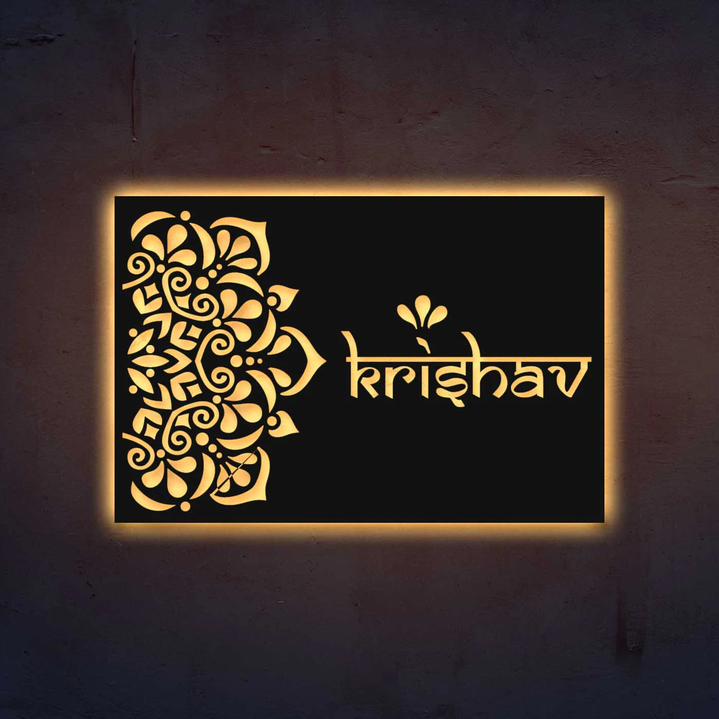 Personalized Metal Name Plate for Home – Rectangle Laser Cut Steel - Harshita Craft