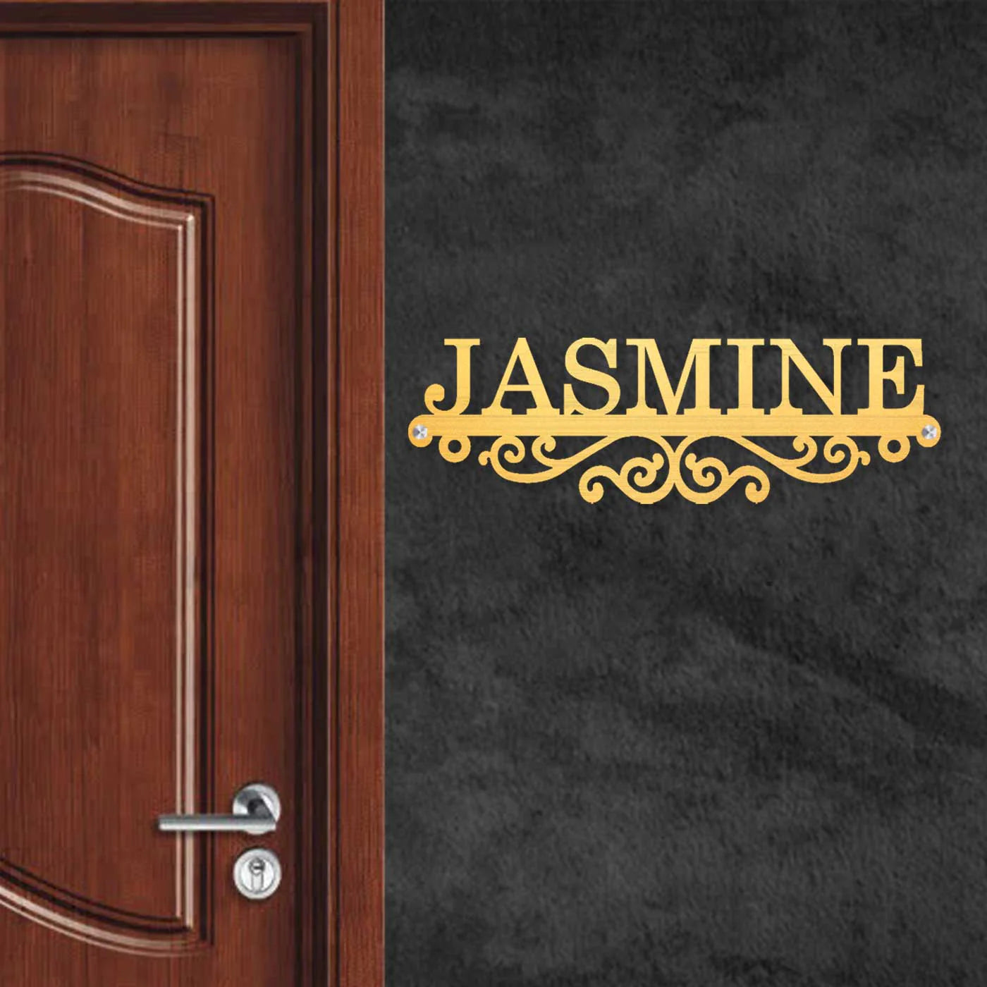 Personalized Laser Cut Minimal Design Metal Name Plate for Home - Harshita Craft