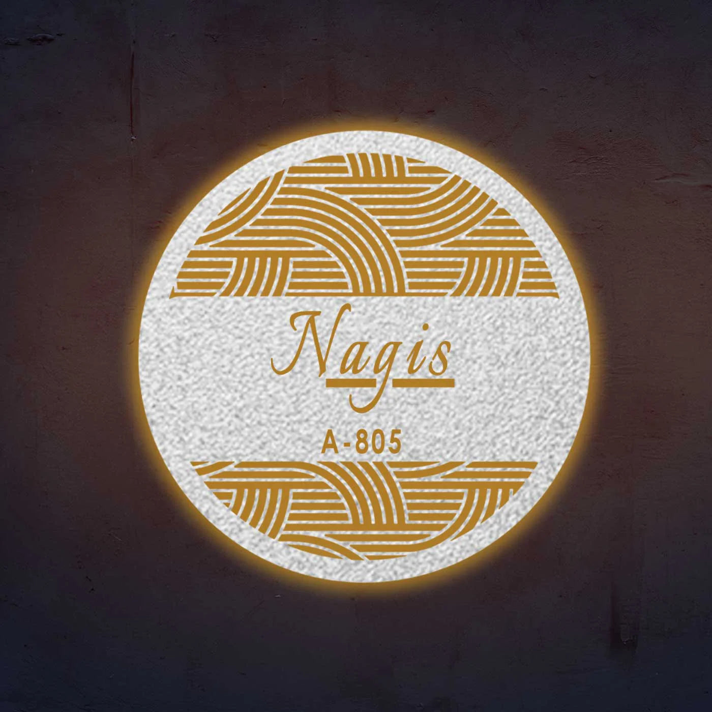Personalized Round Metal Name Plate for Home | Laser Cut Steel Design - Harshita Craft