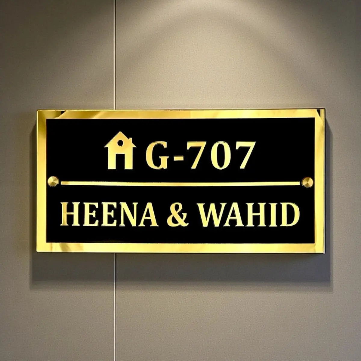Black & White ACP Acrylic Name Plate for Home | Custom Fancy Acrylic Name Plate Design - Harshita Craft