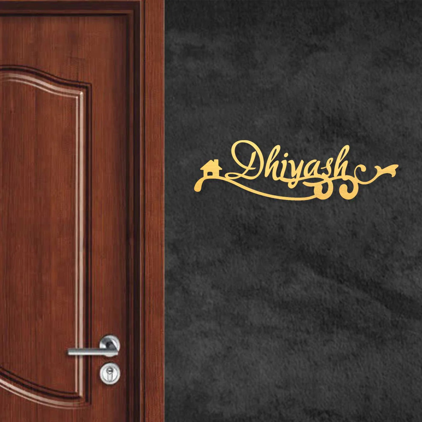 Personalized Laser Cut Wavy Design Metal Name Plate for Home - Harshita Craft
