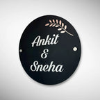 White & Wooden Acrylic Name Plate for Home | Custom Fancy Acrylic Name Plate Design - Harshita Craft
