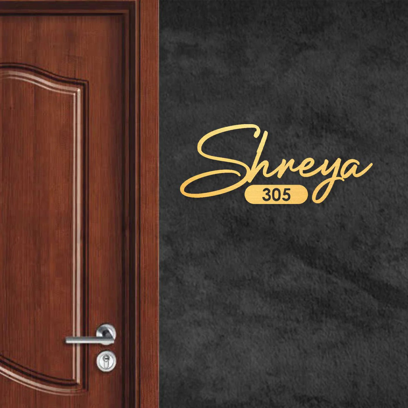 Personalized Minimalist Metal Name Plate for Home – Laser Cut Steel Design - Harshita Craft
