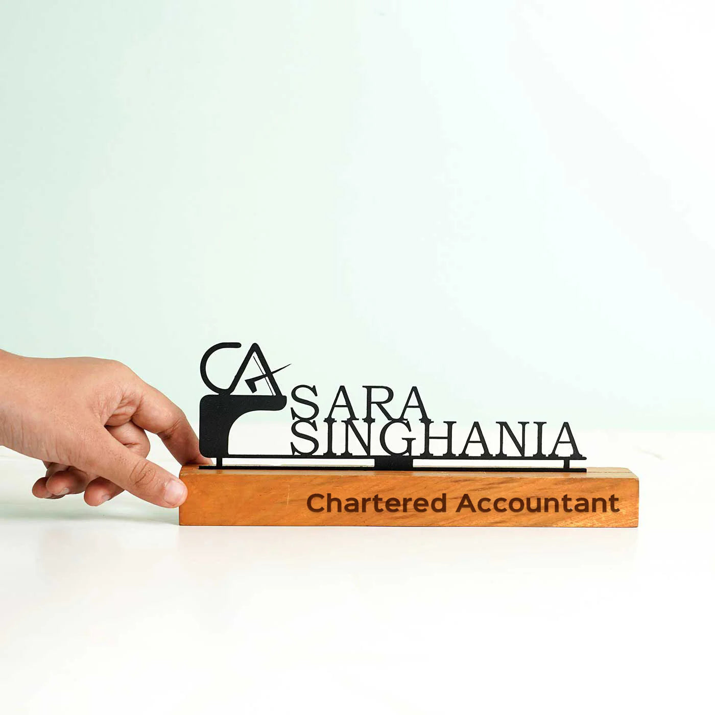 Personalized Desk Metal Name Plate for Chartered Accountant - Harshita Craft