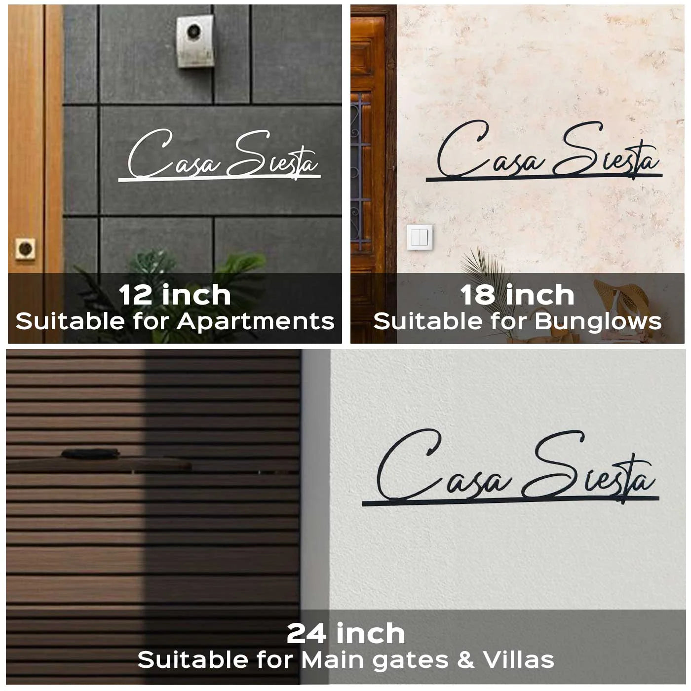 Personalized Modern Laser Cut Metal Name Plate for Home | Weatherproof Steel Design - Harshita Craft