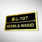 Black & White ACP Acrylic Name Plate for Home | Custom Fancy Acrylic Name Plate Design - Harshita Craft