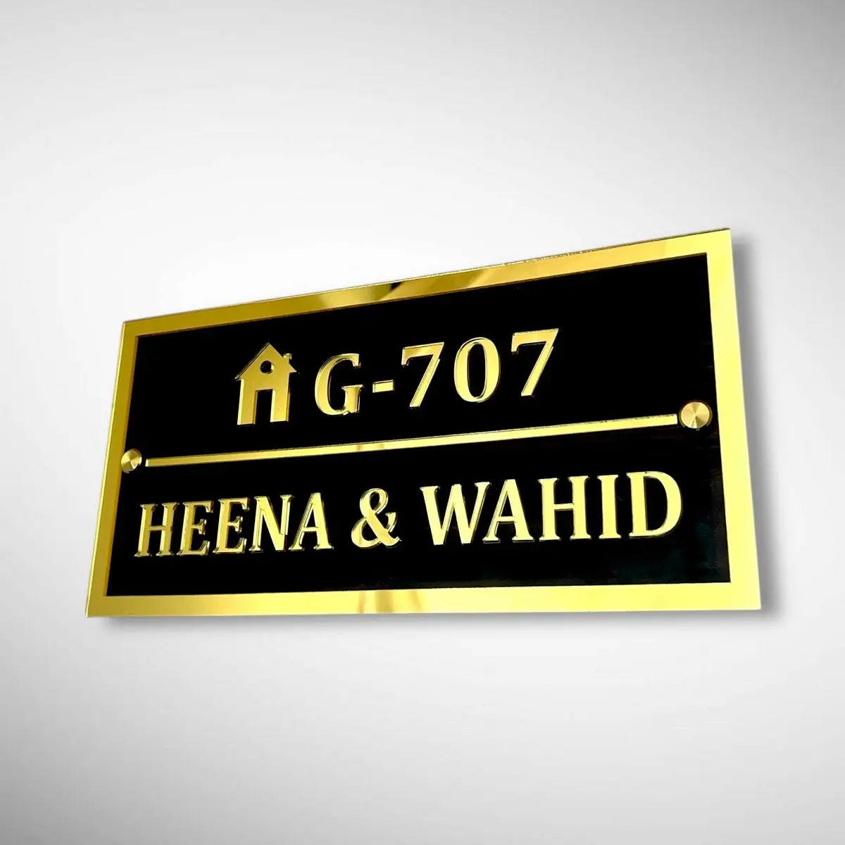Black & White ACP Acrylic Name Plate for Home | Custom Fancy Acrylic Name Plate Design - Harshita Craft