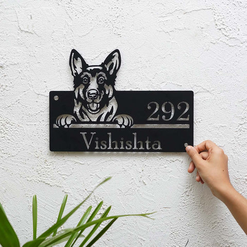 Personalized Dog Theme Metal Name Plate for Home – Weatherproof