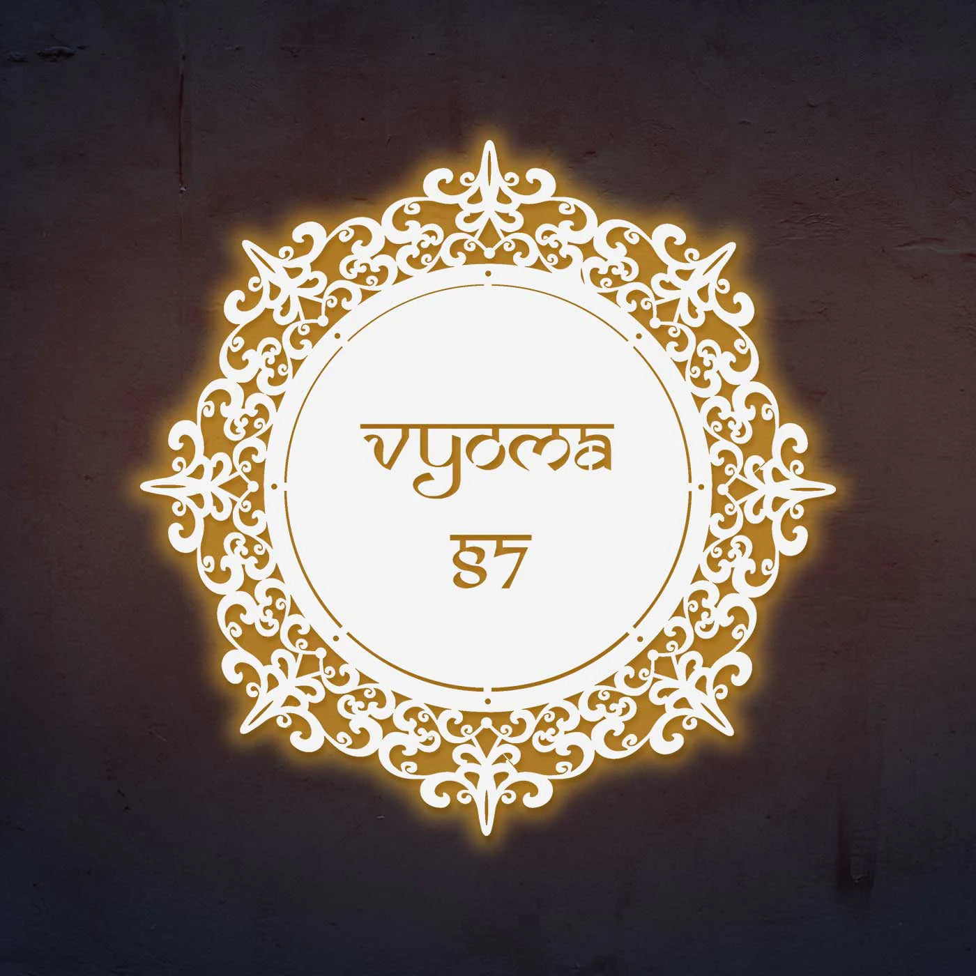 Personalized Laser Cut Round Metal Name Plate for Home - Harshita Craft