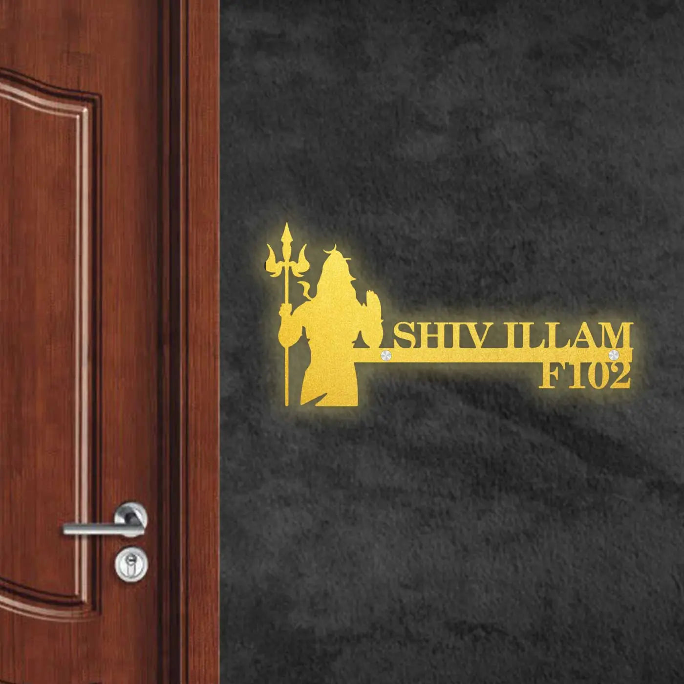 Personalized Metal Name Plate for Home – Religious Theme Laser Cut Design - Harshita Craft