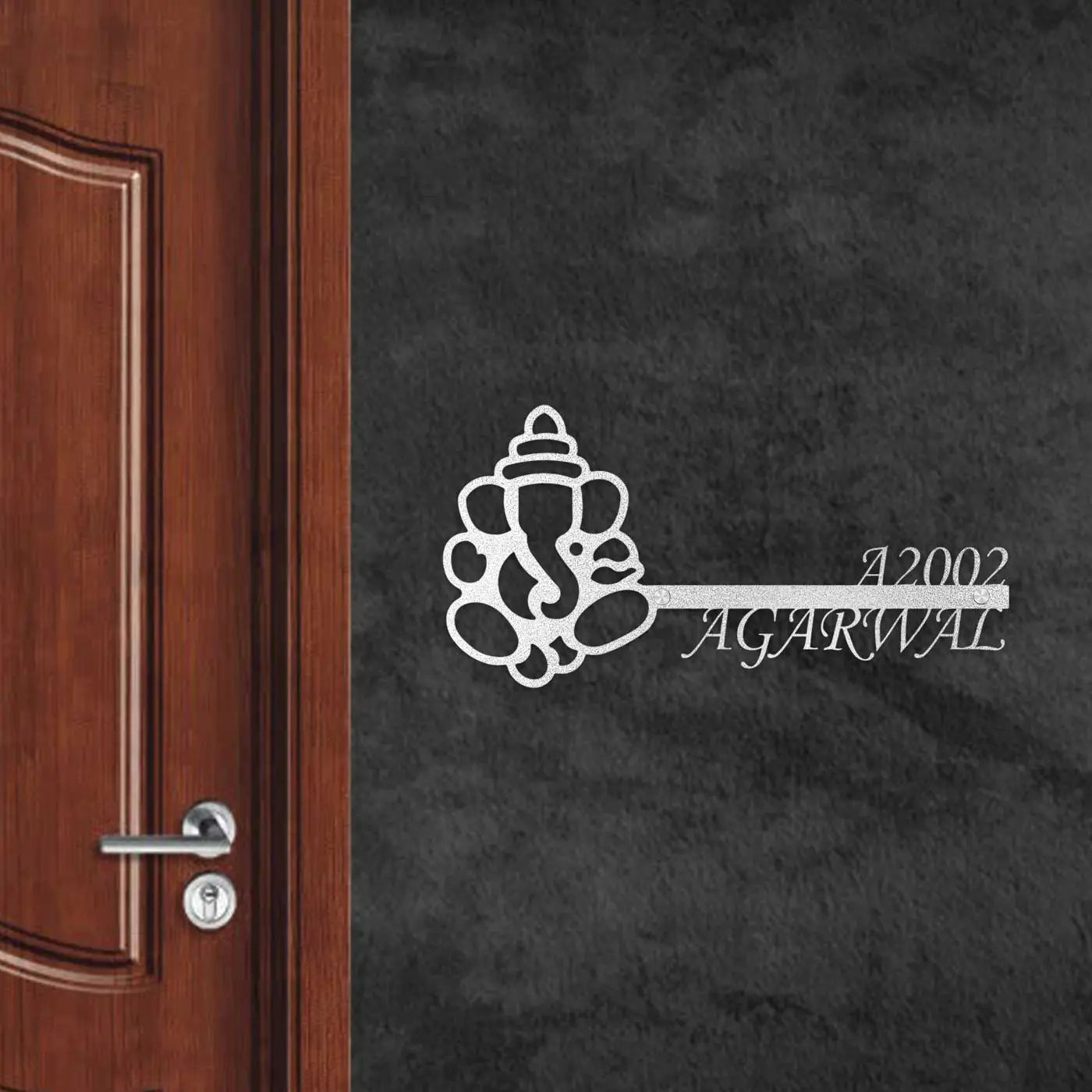 Personalized Metal Name Plate for Home – Laser Cut Religious Design (Outdoor & Indoor) - Harshita Craft