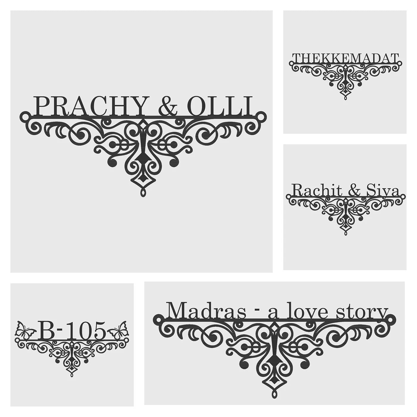 Personalized Metal Name Plate for Home – Weatherproof Mild Steel Name Plate for Villa & House Entrance - Harshita Craft