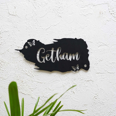 Personalized Metal Name Plate for Home – Weatherproof Butterfly Design