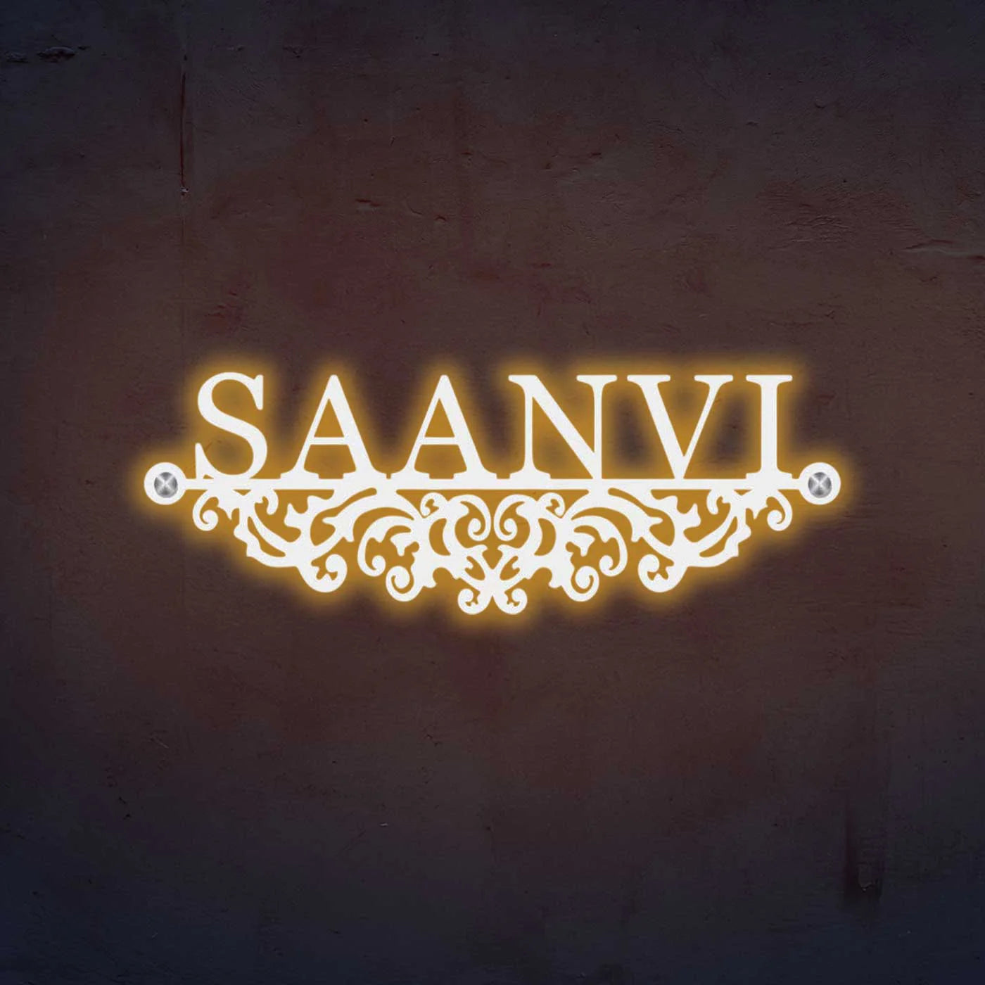 Personalized Laser Cut Minimalist Metal Name Plate for Home - Harshita Craft
