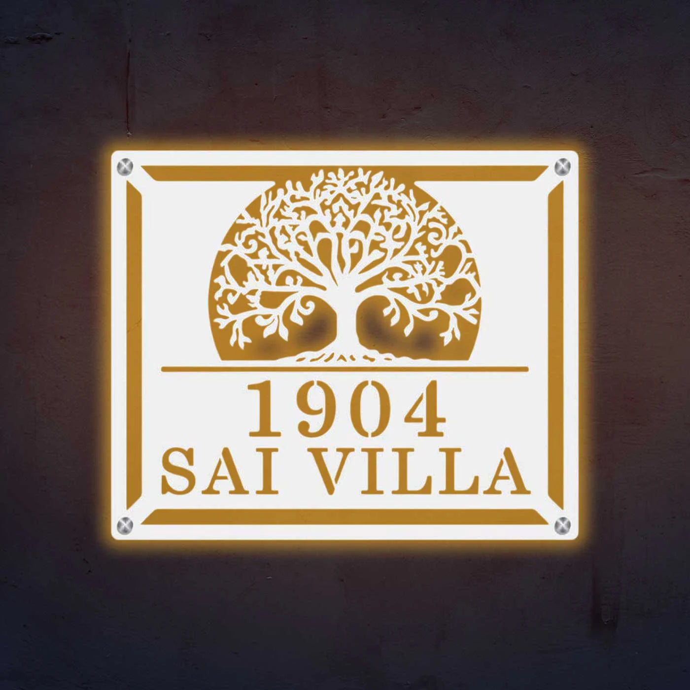 Personalized Tree of Life Metal Name Plate for Home – Laser Cut Steel - Harshita Craft