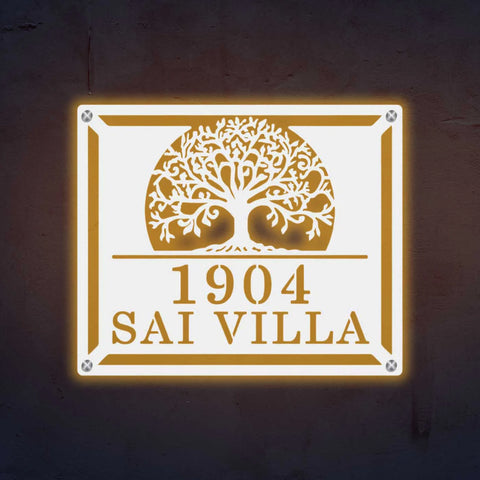 Personalized Tree of Life Metal Name Plate for Home – Laser Cut Steel