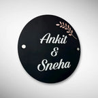 White & Wooden Acrylic Name Plate for Home | Custom Fancy Acrylic Name Plate Design - Harshita Craft
