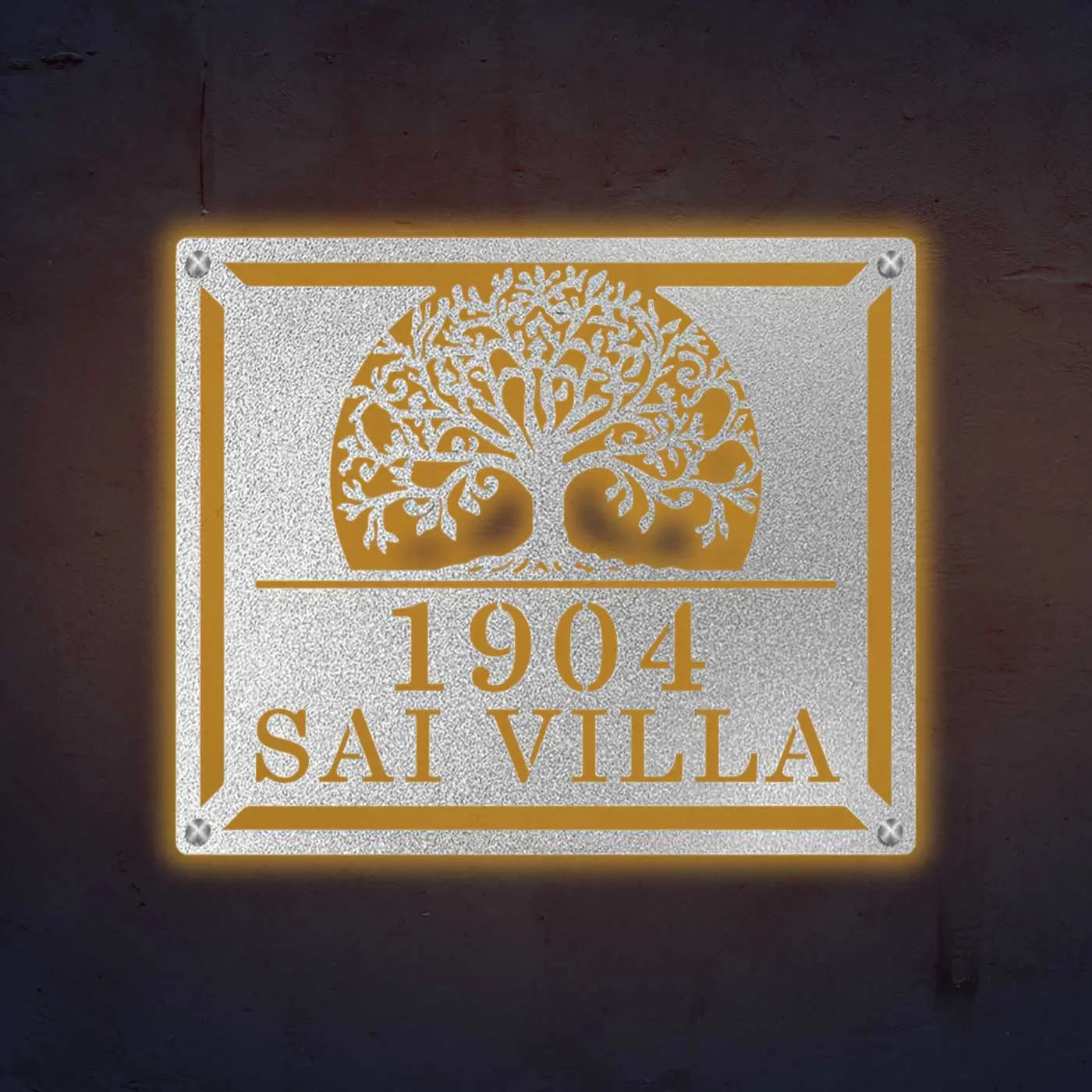 Personalized Tree of Life Metal Name Plate for Home – Laser Cut Steel - Harshita Craft