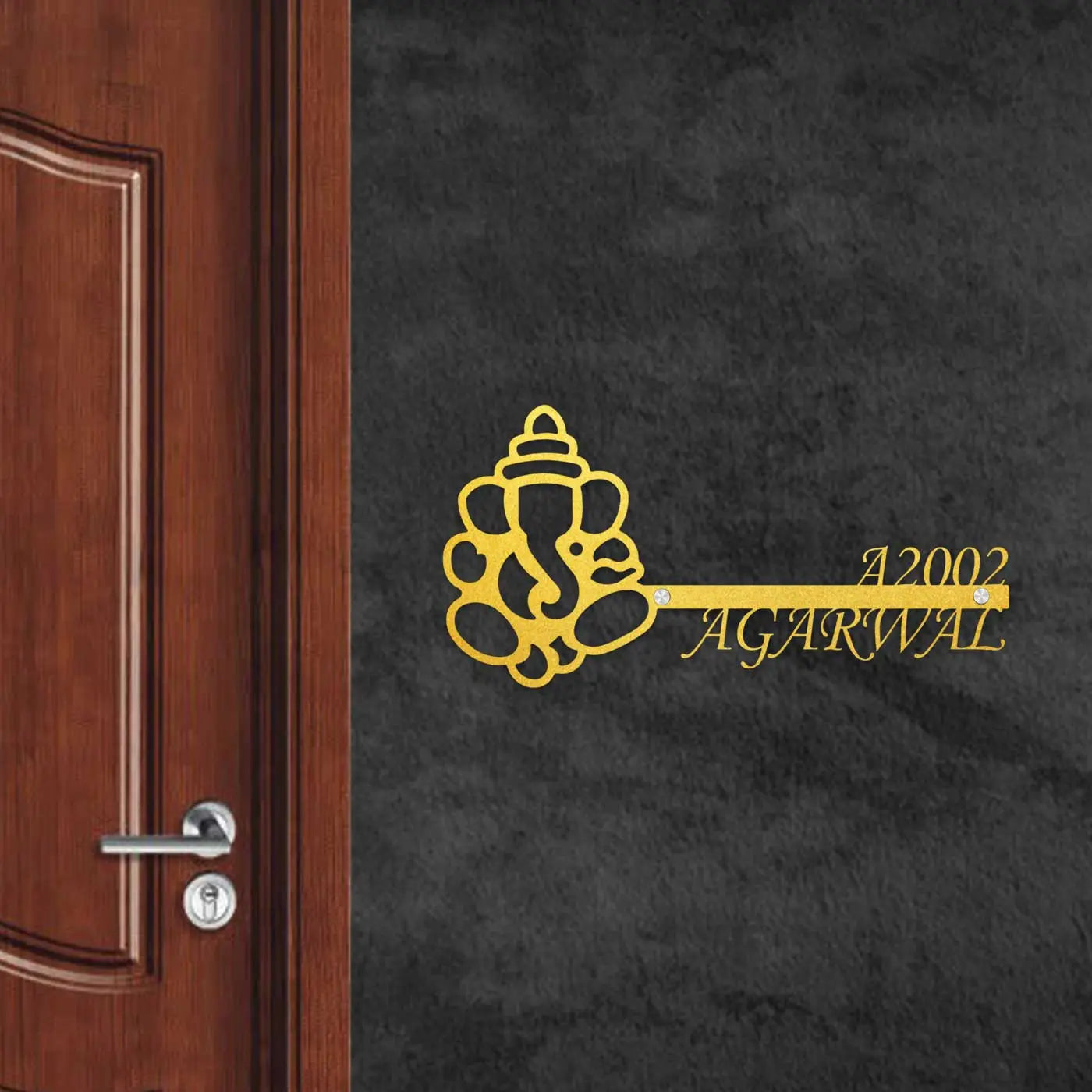 Personalized Metal Name Plate for Home – Laser Cut Religious Design (Outdoor & Indoor) - Harshita Craft