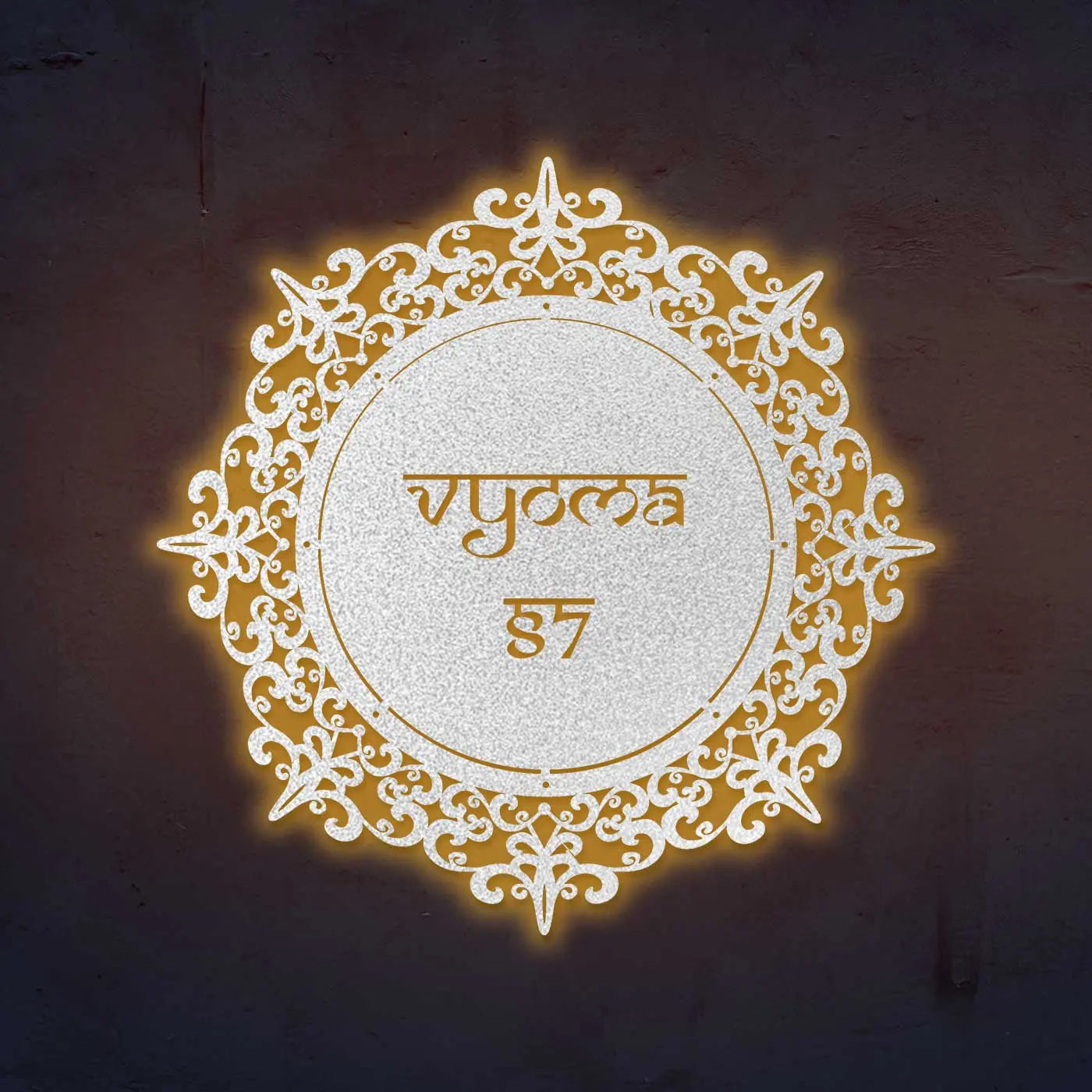 Personalized Laser Cut Round Metal Name Plate for Home - Harshita Craft