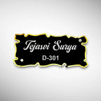 Wooden, White & Black ACP Acrylic Name Plate for Home | Custom Fancy Acrylic Name Plate Design - Harshita Craft
