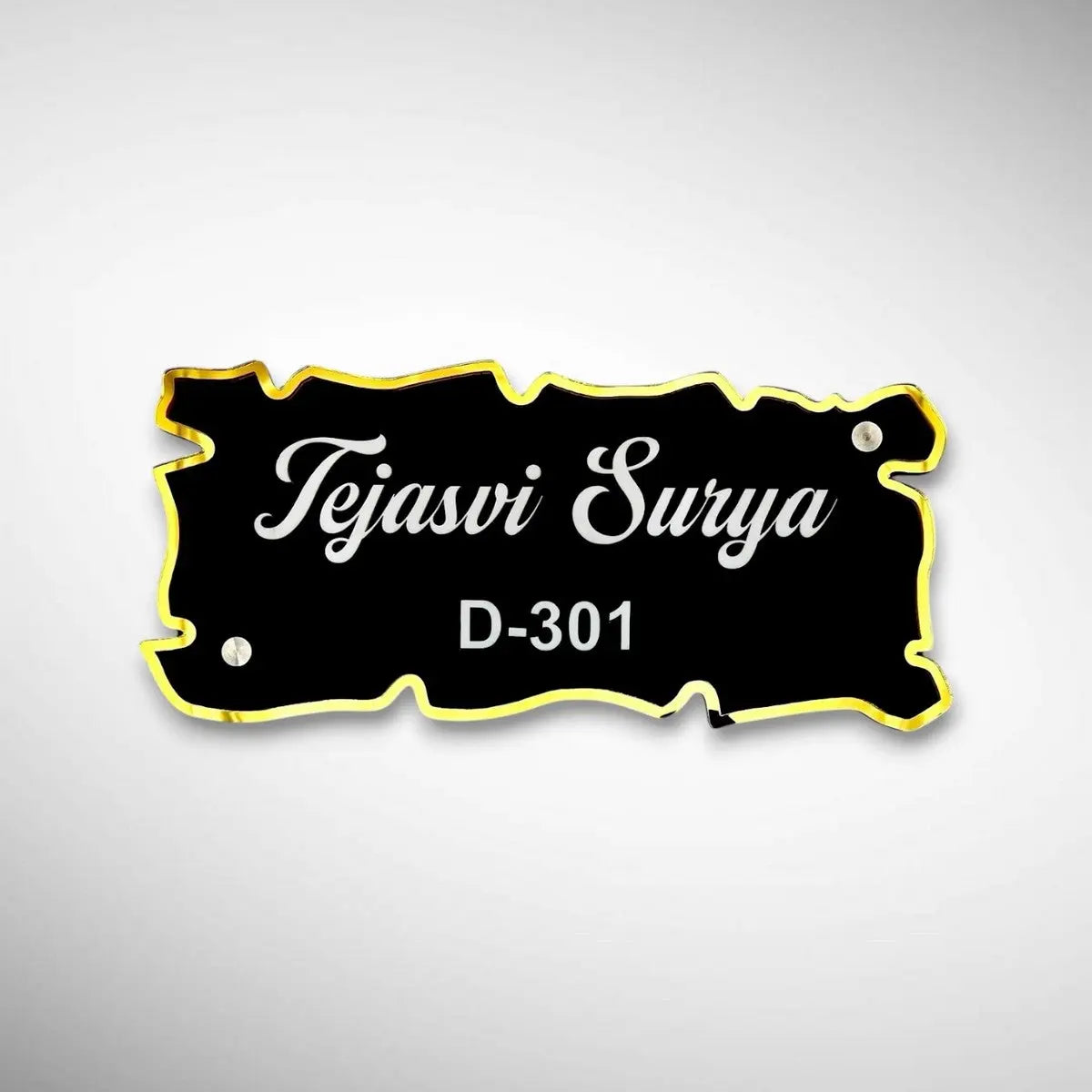 Wooden, White & Black ACP Acrylic Name Plate for Home | Custom Fancy Acrylic Name Plate Design - Harshita Craft