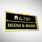 Black & White ACP Acrylic Name Plate for Home | Custom Fancy Acrylic Name Plate Design - Harshita Craft