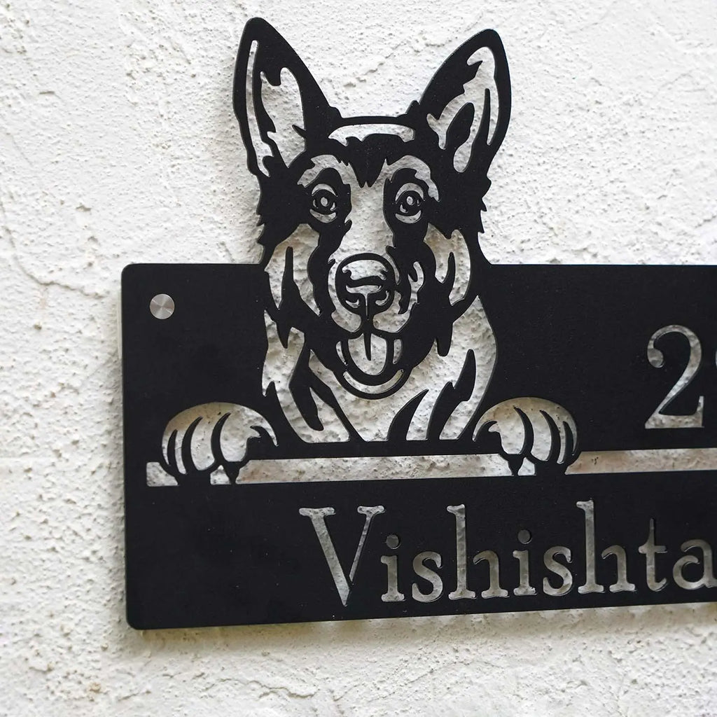 Personalized Dog Theme Metal Name Plate for Home – Weatherproof - Harshita Craft