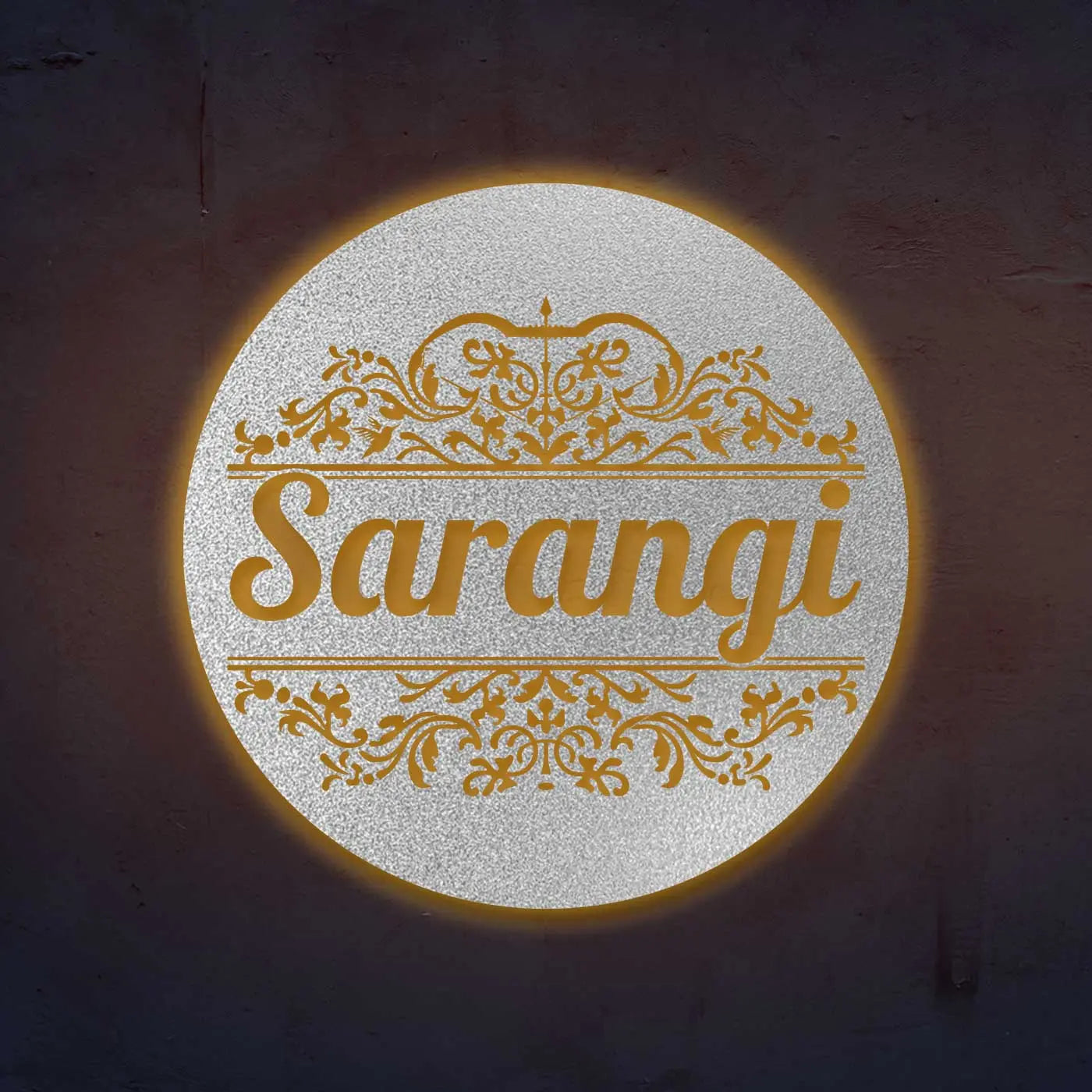 Personalized Laser Cut Round Metal Name Plate for Home - Harshita Craft