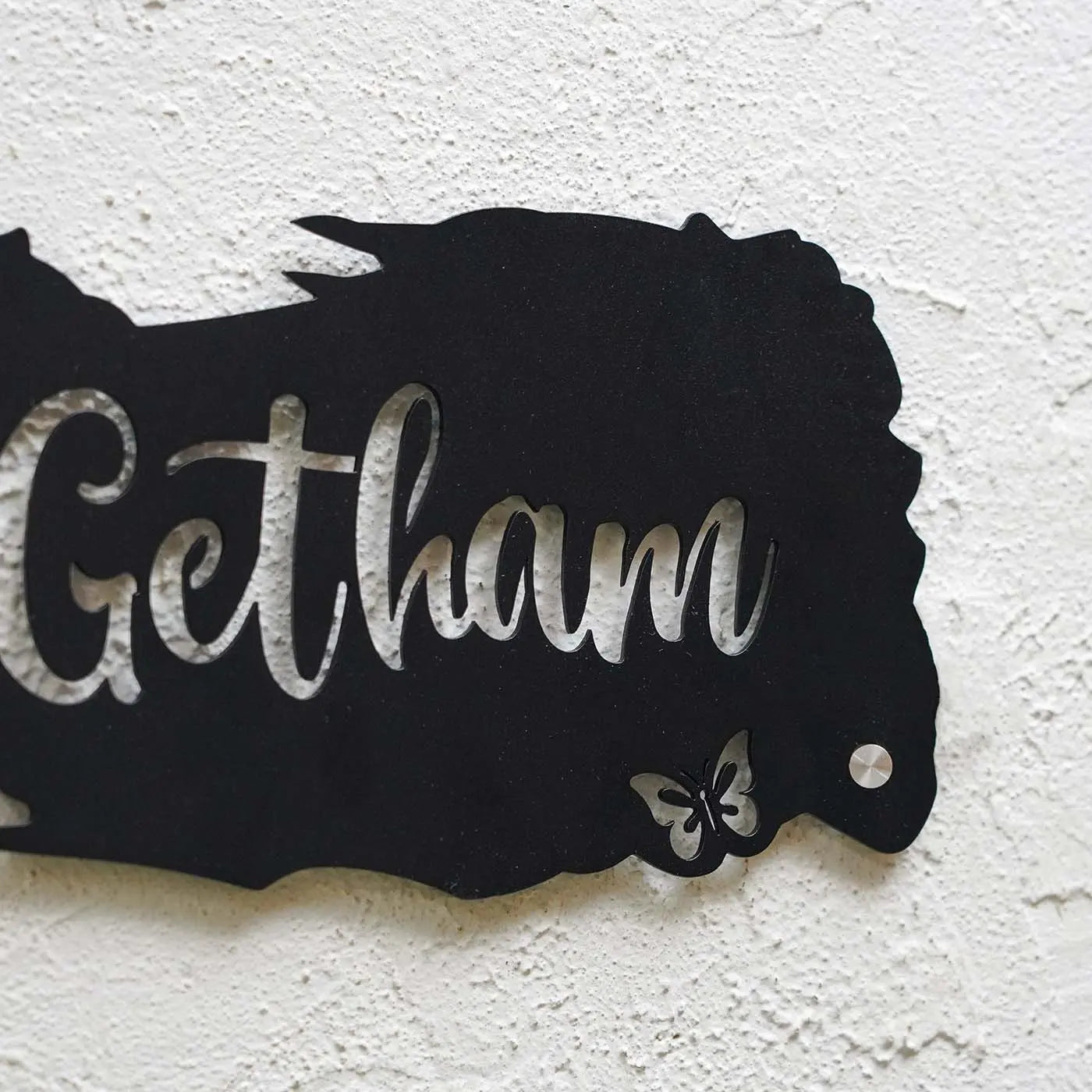 Personalized Metal Name Plate for Home – Weatherproof Butterfly Design - Harshita Craft