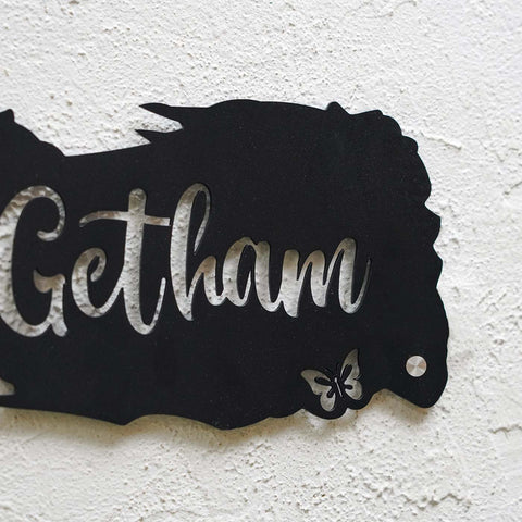 Personalized Metal Name Plate for Home – Weatherproof Butterfly Design