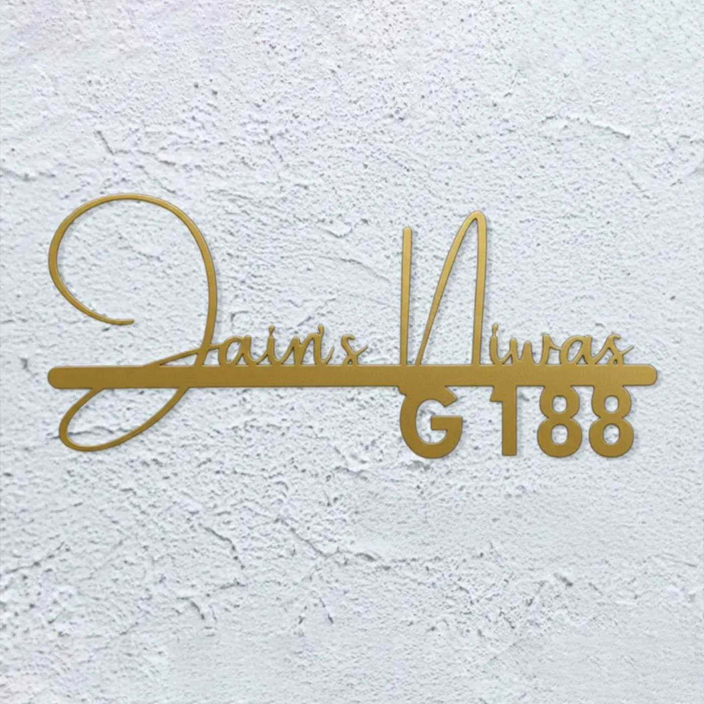 Personalized Waterproof Calligraphy Metal Name Plate for Home - Harshita Craft