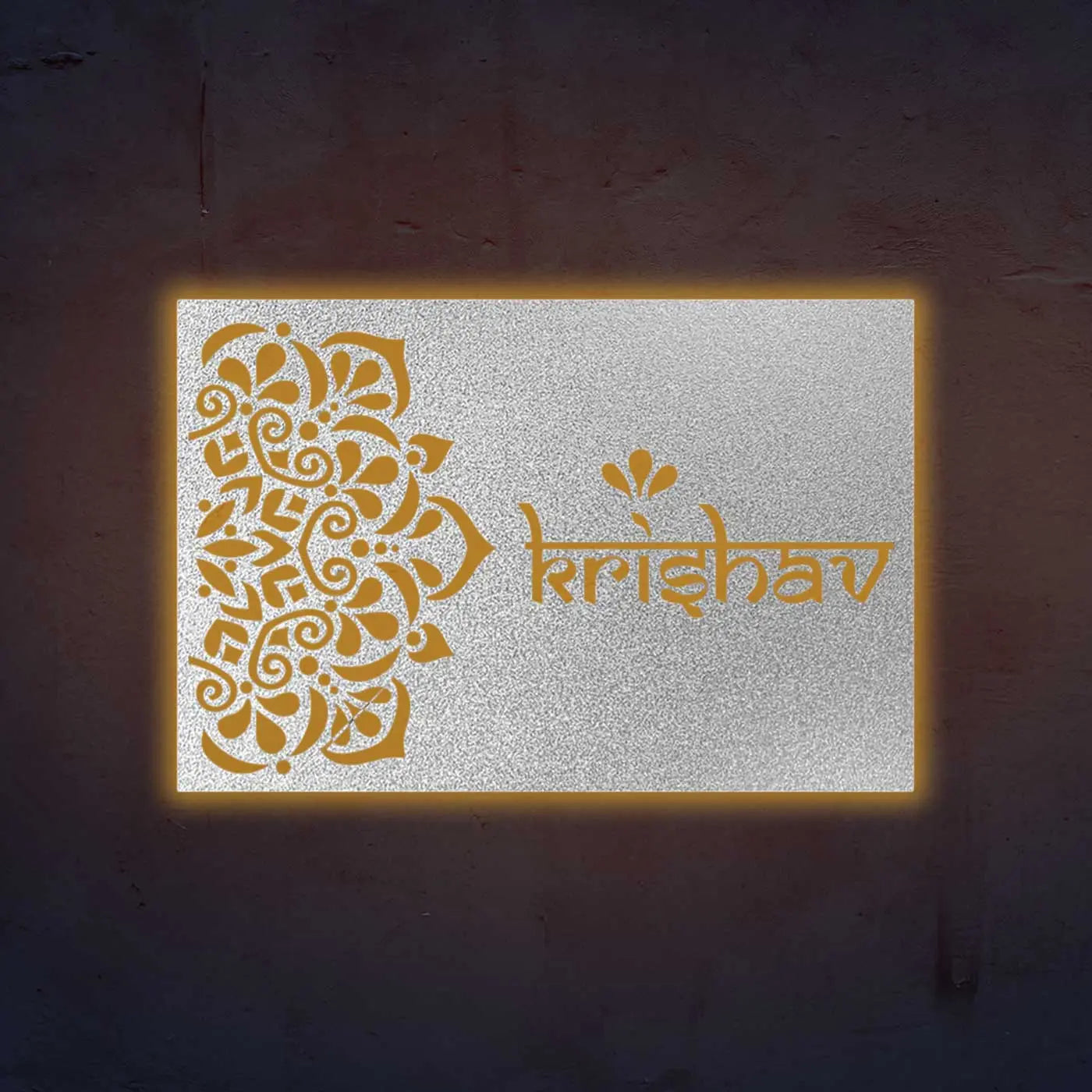Personalized Metal Name Plate for Home – Rectangle Laser Cut Steel - Harshita Craft