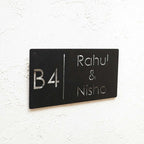 Personalized Rectangle Metal Name Plate for Home with House Number - Harshita Craft