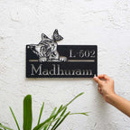 Personalized Cat Theme Metal Name Plate for Home | Weatherproof Design - Harshita Craft