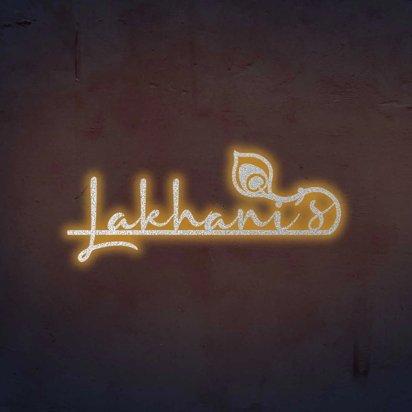 Personalized Laser Cut Feather Theme Metal Name Plate for Home - Harshita Craft
