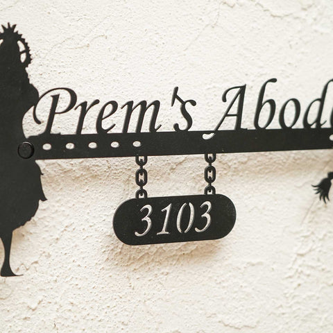 Personalized Krishna Metal Name Plate for Home | Weatherproof House Number Plate