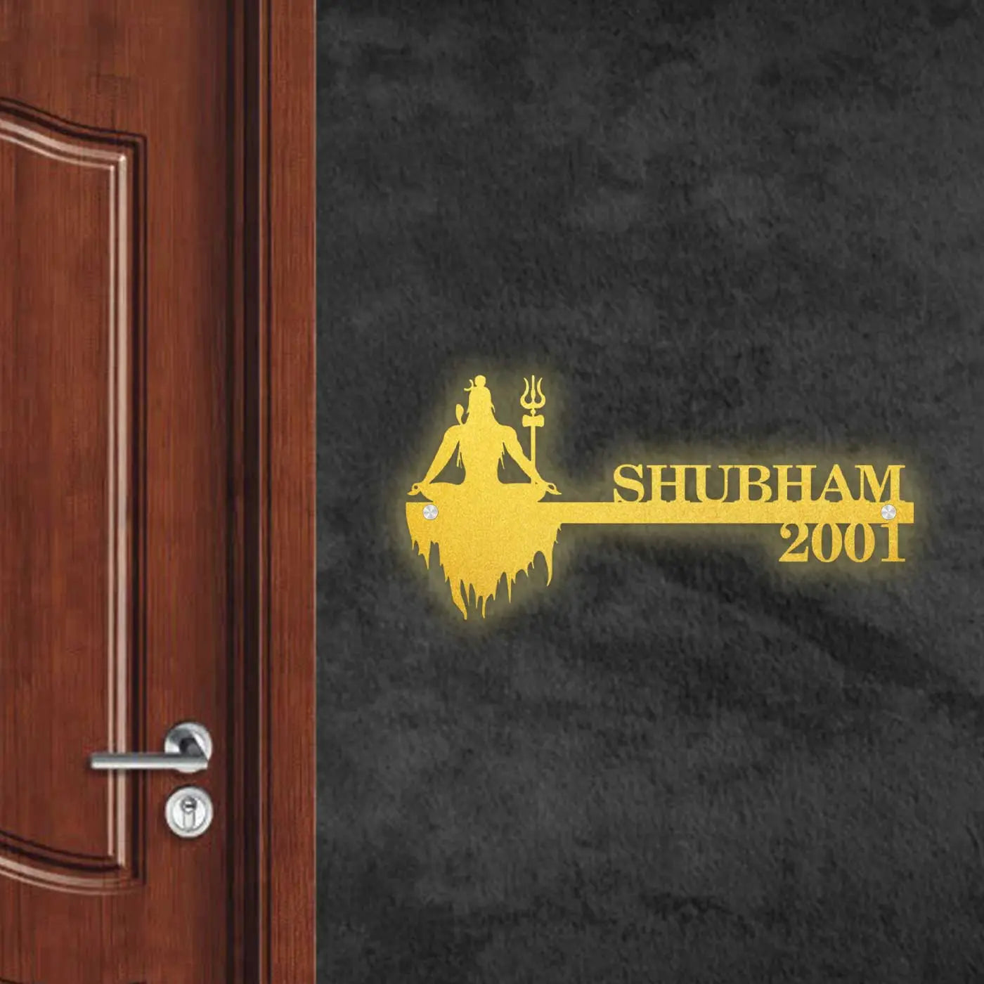 Personalized Religious Metal Name Plate for Home | Laser Cut Steel - Harshita Craft