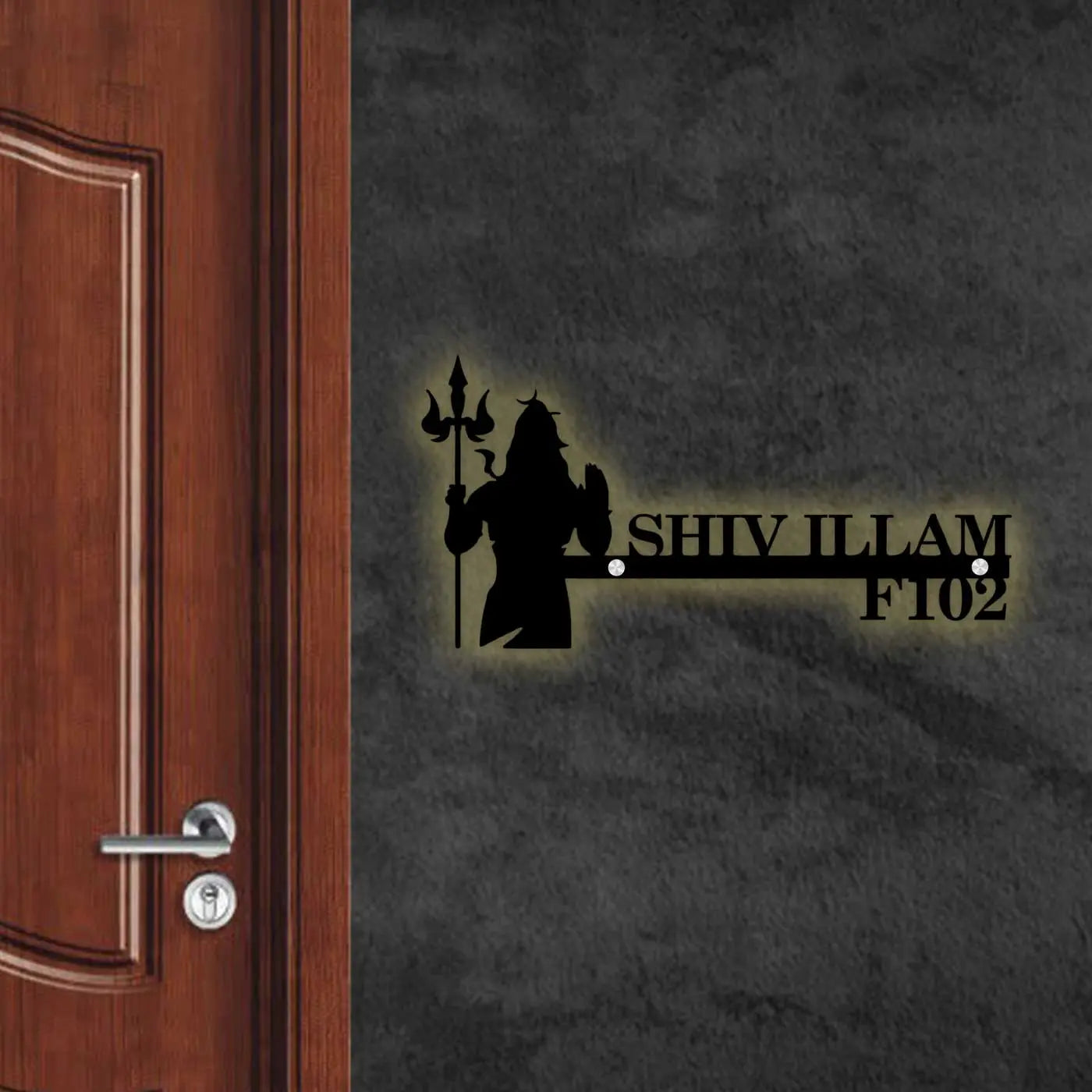 Personalized Metal Name Plate for Home – Religious Theme Laser Cut Design - Harshita Craft