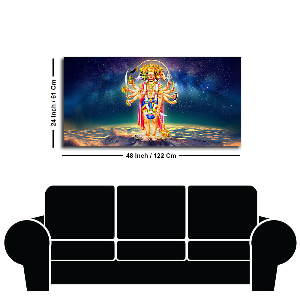 Panchmukhi Bajrangbali Scenery Premium Canvas Wall Painting